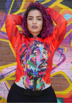 Hip Hop Print Baseball Jacket