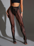 Women's Erotic High-Stretch Fishnet Open-Crotch Black Stockings