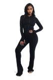 Women's Fashion Casual Solid Color Hooded Two-Piece Pants Set