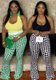 Plus Size Women Casual Geometric Print Bell Bottom Pants