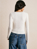 Women Autumn/Winter Lace V-Neck Long Sleeve T-Shirt Top