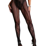 Women's Erotic High-Stretch Fishnet Open-Crotch Black Stockings