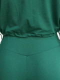 Women Casual Solid Sports Top and Pant Two-Piece Set