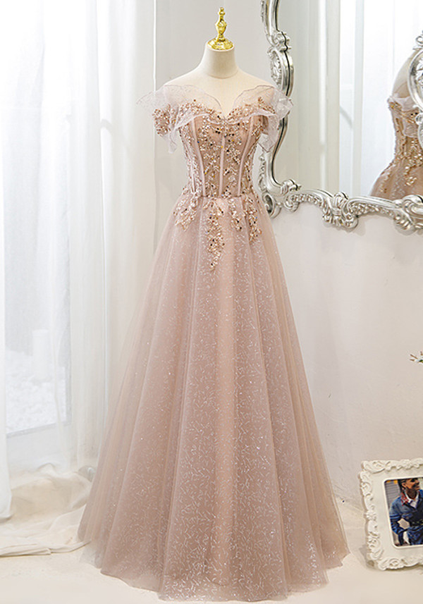 Women's Off-Shoulder Pink Formal Party Evening Dress Chic Gown(Processing time need 3-6 days)
