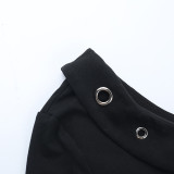 Women's Autumn Sexy Slash Shoulder Long Sleeve Solid Color T-Shirt