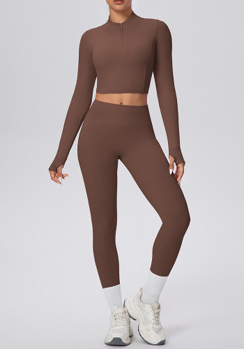 Women Solid Running Fitness Yoga Two-Piece Set