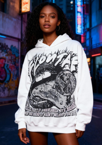 Women Printed Washed American Hoodies