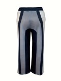 Women's Fashion Plus Size Drawstring Waist Elastic Wide-Leg Straight Pants