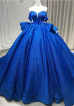 Women's Blue Chiffon Off-Shoulder Fashion Train Beaded A-line Gown Formal Party Evening Dress(Processing time need 3-6 days) Women's Blue Chiffon Off-Shoulder Fashion Train Beaded A-line Gown Formal Party Evening Dress(Processing time need 3-6 days)
