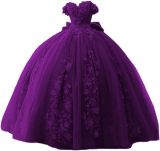 Women's Lace Beaded Ball Off-Shoulder Tutu Evening Dress Formal Party Chiffon Gown（Processing time need 3-6 days）