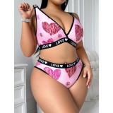 Plus Size Women Sexy Sports Bra Two-Piece Set