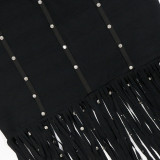 Women Sexy Slash Fringe Beaded Bodycon Dress