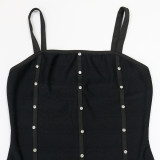 Women Sexy Slash Fringe Beaded Bodycon Dress