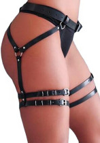 Women Black Pu-Leather Sexy Chain Body Belt
