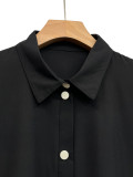 Plus Size Women Turndown Collar Button-Up Long and Short Sleeve Dress