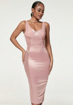 Women Summer Sexy V-Neck Backless Slit Maxi Dress