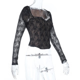 Women's Autumn Sexy Lace Long Sleeve Slim Fit T-Shirt