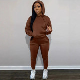 Women Solid Hoodies and Pant Two-Piece Set