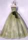 Women's Green Strapless Tutu Evening Dress Birthday Party Chiffon Gown（Processing time need 3-6 days）