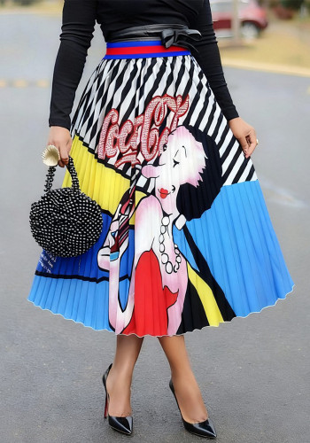 Women Cartoon Pleated Skirt