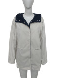 Women's Autumn Winter Casual Color Block Hooded Coat