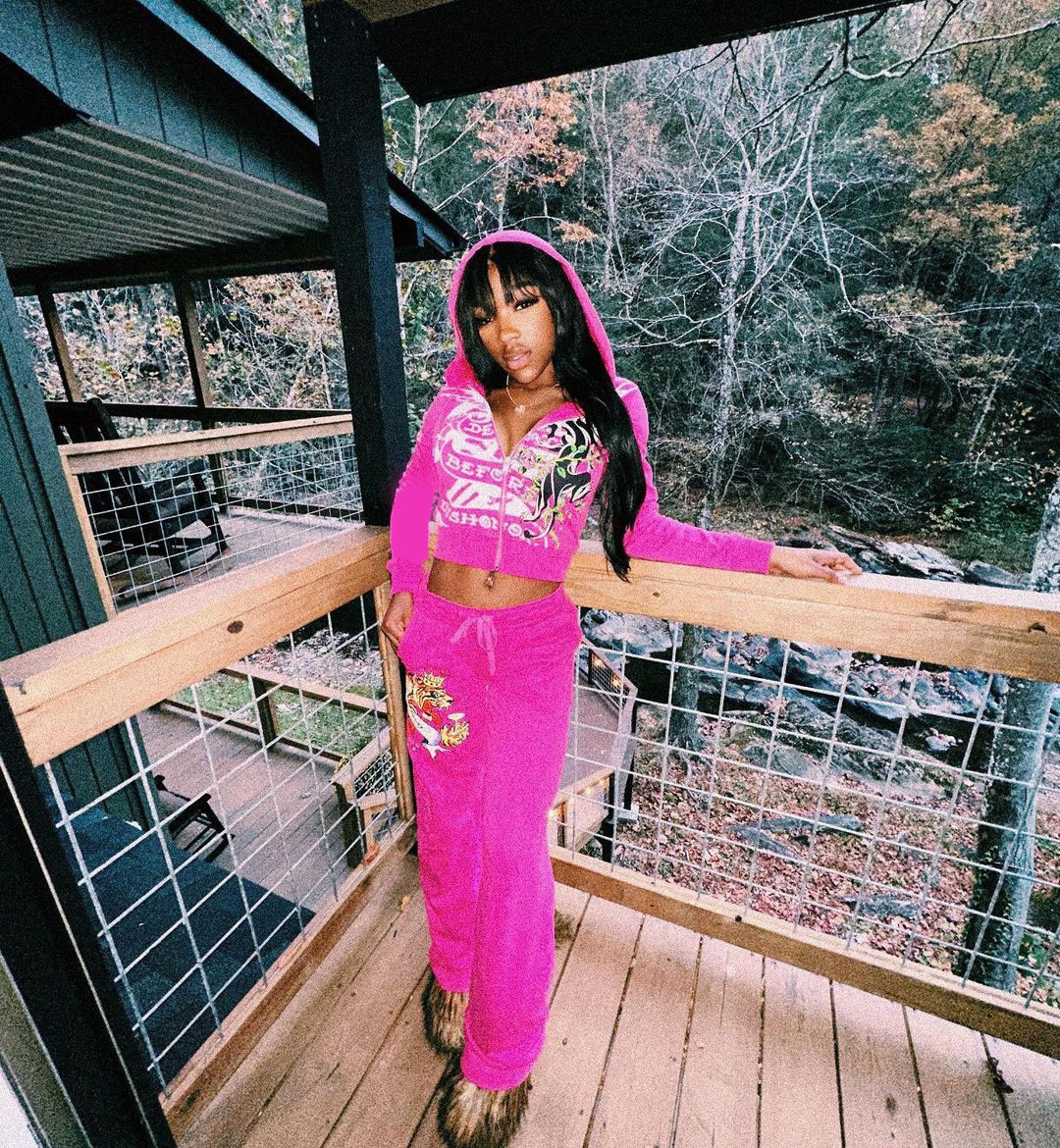 Women's Street Print Zip-Front Short Hoodies High Waist Straight Leg Pants Two-Piece Set