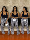 Plus Size Women Casual Geometric Print Bell Bottom Pants
