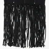 Women Sexy Slash Fringe Beaded Bodycon Dress