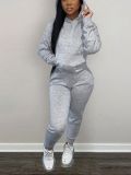 Women Solid Hoodies and Pant Two-Piece Set