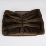 Women Side Pleated Furry Bodycon Skirt