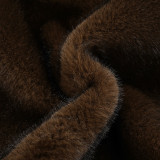 Women Side Pleated Furry Bodycon Skirt