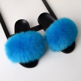 Summer Women's Outdoor Real Fox Fur Plush Flip-Flops