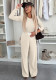 Women's Fashion Solid Color Round Neck Long Sleeve Casual Two Piece Pants Set