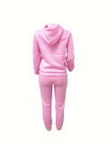 Women Solid Hoodies and Pant Two-Piece Set