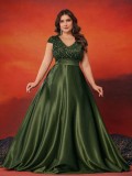 Plus Size Women sequined v-neck Formal Party elegant evening dress