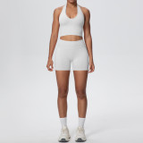 Women Seamless Halter Neck Tank Yoga Two-Piece Set