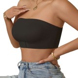 Summer Women's Basics Thin Outer Lift Sexy Front Closure Tank Strapless Seamless Ice Silk Bustier