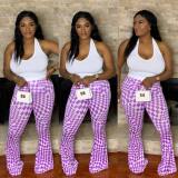 Plus Size Women Casual Geometric Print Bell Bottom Pants