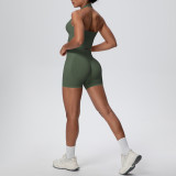 Women Seamless Halter Neck Tank Yoga Two-Piece Set