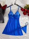 Women's Sexy Mesh Lace Patchwork See-Through Thong Sleepwear Homewear