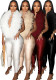 Women's Fashion Casual Elegant Feather Deep V Halter Neck Stretch Satin Jumpsuit