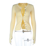 Women Autumn Solid Long-Sleeve Top