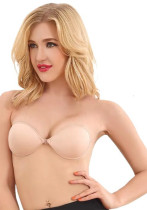 Plus Size Women's Tight Fitting Deep V Push-Up Seamless Wireless Strapless Invisible Silicone Bra