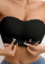 Women's Sport Anti-Strap Strapless Front Closure Thin Breathable Striped Wavy Edge Seamless Bra