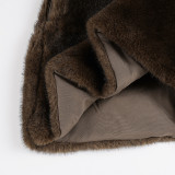 Women Side Pleated Furry Bodycon Skirt