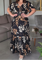 Women's Holidays Casual Elegant Ruffle Sleeve V-Neck Slim Waist A-Line Dress