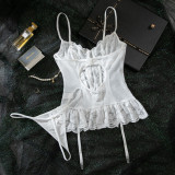 Women's Sexy White Lace Two-Pieces Tender Bustier Corset