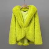 Autumn Winter Women's Luxury Plush Faux Fur Hooded Coat