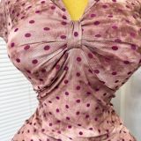 Women Summer Streetchy Mesh V-Neck Sexy Bodycon Dress