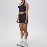 Women Seamless Halter Neck Tank Yoga Two-Piece Set
